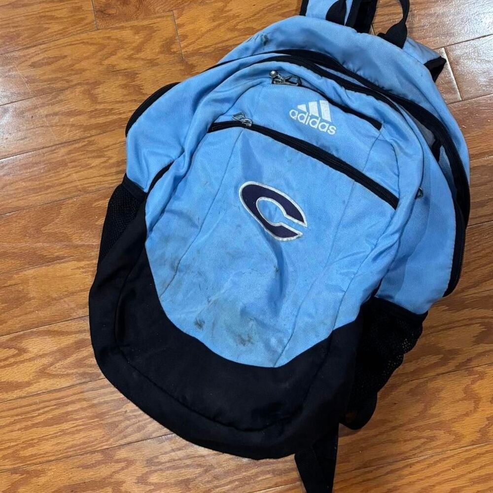 ADIDAS Light Blue Sports School Backpack Mens Black White Women's multi Book Bag